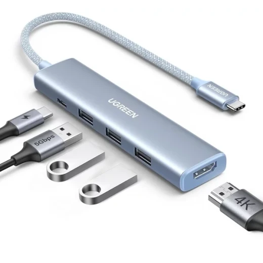 محول يو جرين CM478 5 في 1 بمنفذ USB-C هيكل ألومنيوم HDMI 4K 30Hz أزرق محول يو جرين CM478 5 في 1 بمنفذ USB-C هيكل ألومنيوم HDMI 4K 30Hz أزرق